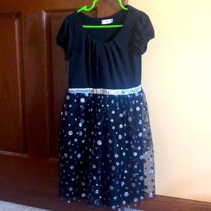 Girls Roxette size M black and silver dress